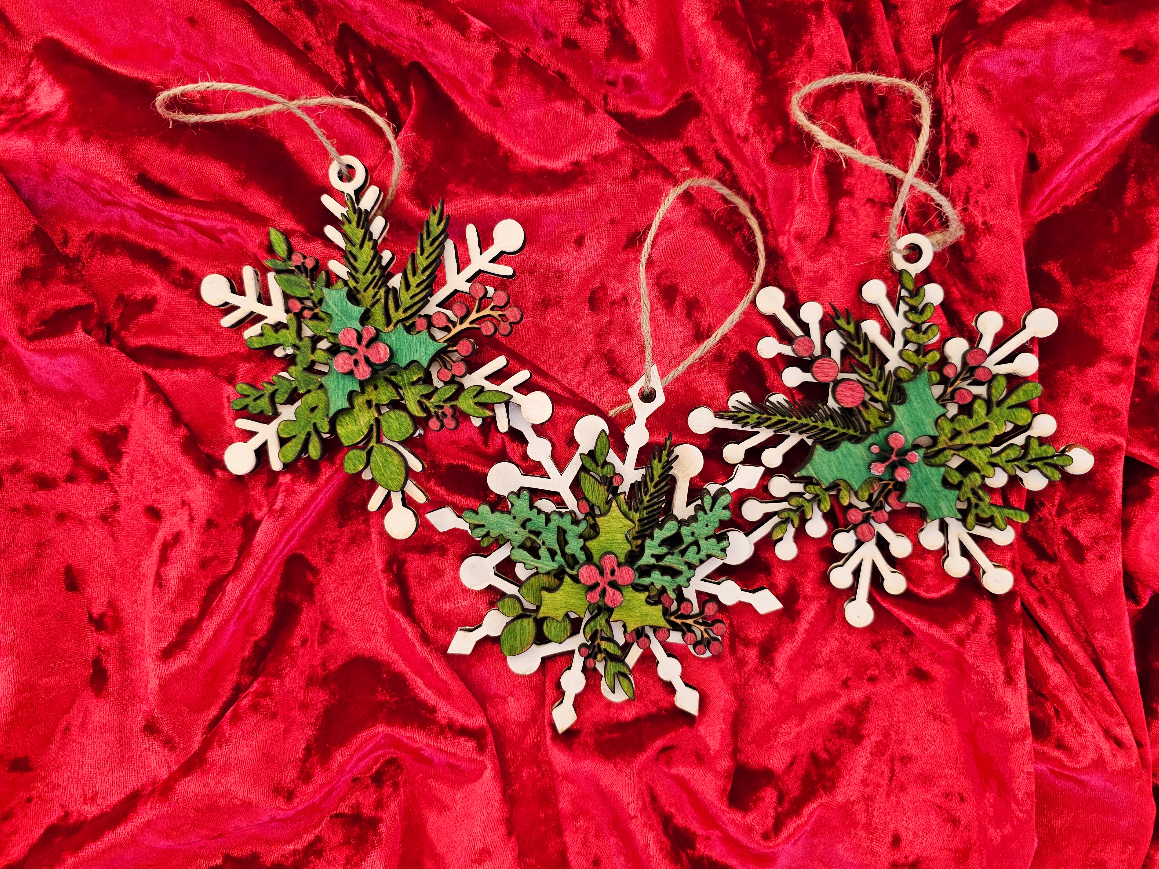 Winter Snowflake Ornaments - Set of 3